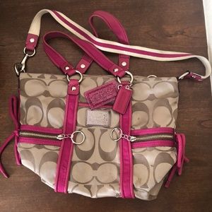 Coach Nylon Fuschia Tote with Long Strap